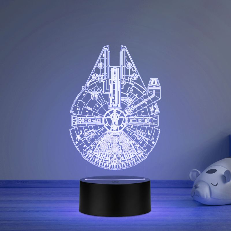 3D Illusion Star Wars Millennlum Falcon Led Night Lamp with Multicolored Gift For kids